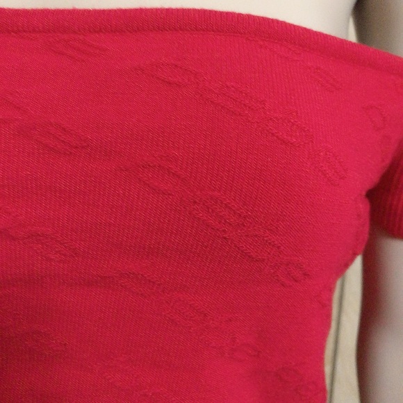 Off Shoulder Bebe Jacquard Logo Crop Top - Picture 6 of 8